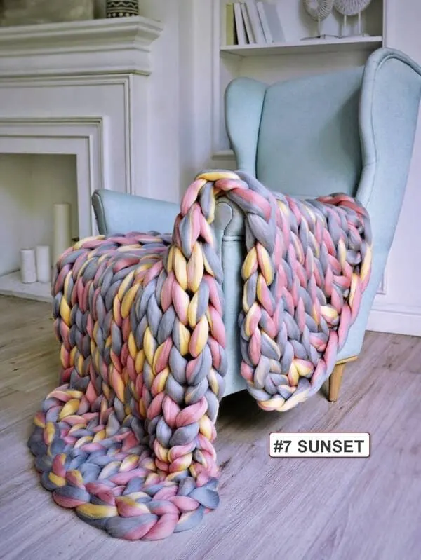 Chunky Knitted Blanket by wool hugs.
