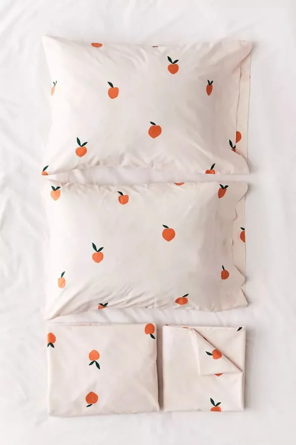 Allover Peaches Sheet Set, $64.00