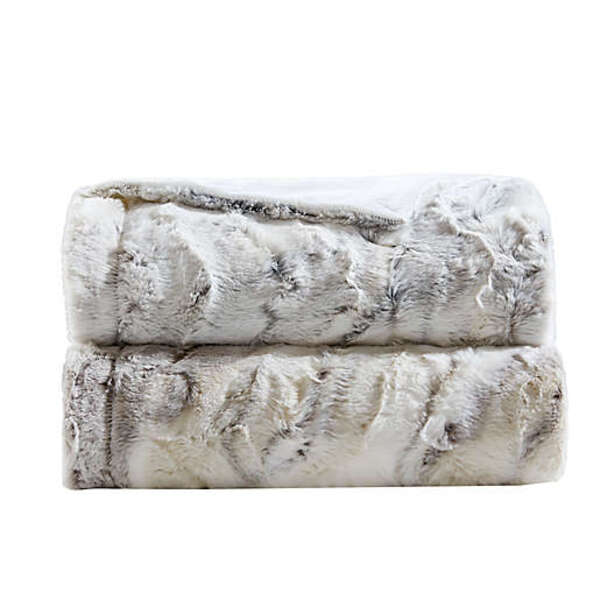 Madison Park Sachi Oversized Faux Fur Throw Blanket in Grey, $24.99