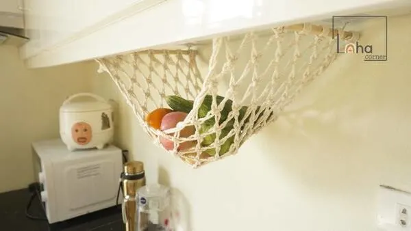 The Original Macrame Fruit And Veggie Hammock, Hooks Included, $18.90