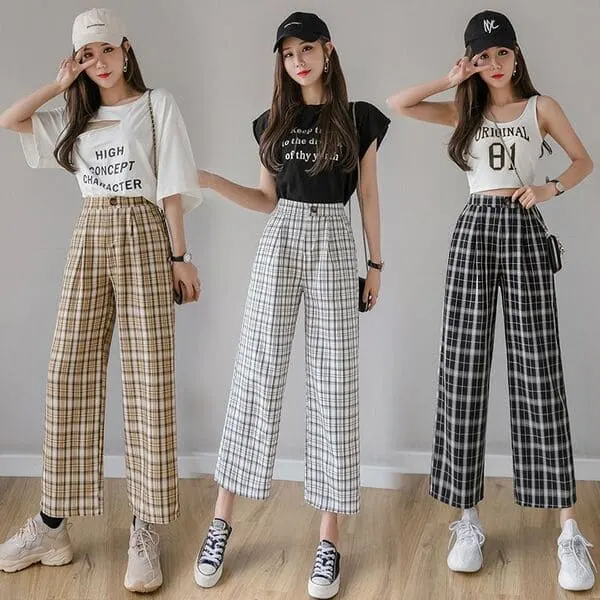 plaid pants on YesStyle