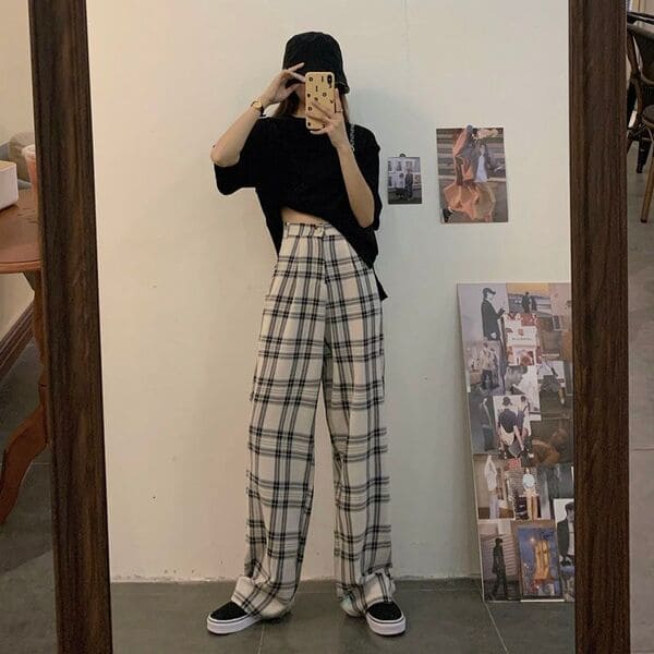 plaid pants on YesStyle