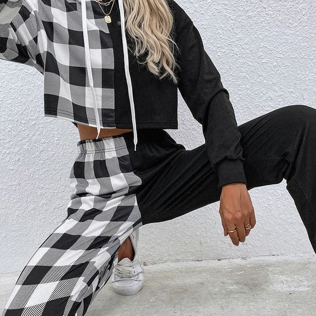 wide leg plaid pants on YesStyle