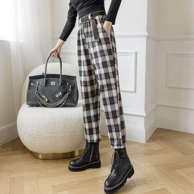 wide leg plaid pants on YesStyle