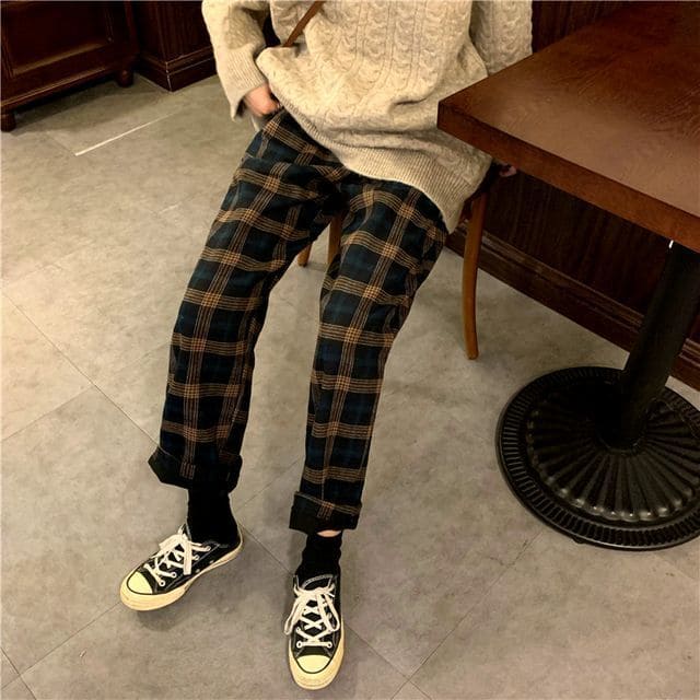 wide leg plaid pants on YesStyle