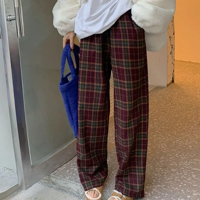 wide leg plaid pants on YesStyle