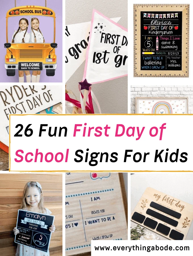 First Day of School Signs for kids