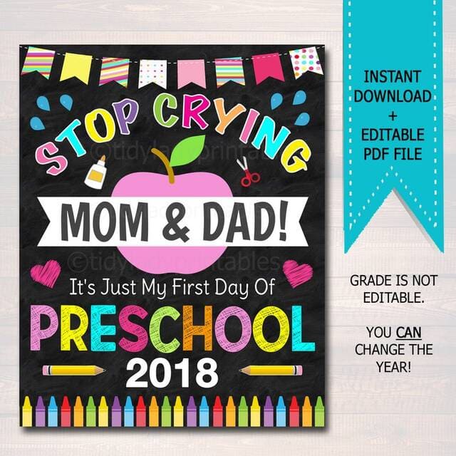 Stop Crying Mom & Dad Back to School Photo Prop.