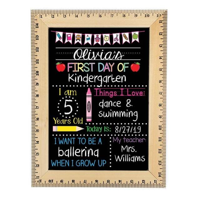 Reusable First Day of School Sign with Ruler Frame.