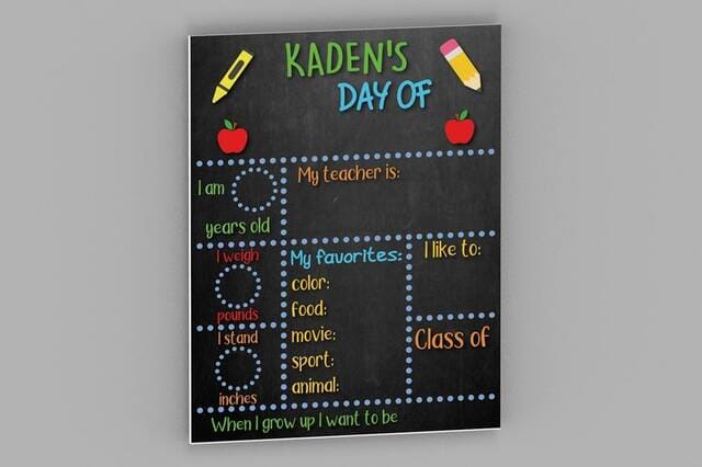 Personalized First and Last Day of School Sign.