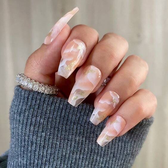 nude marble spring nails