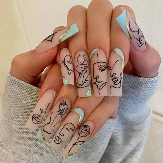 Abstract Long Coffin Nails