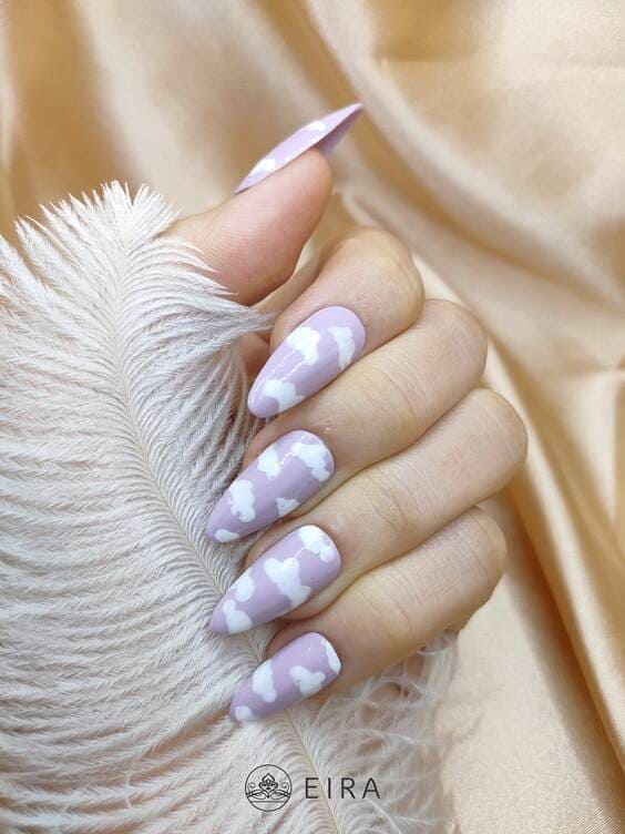 Lilac purple lavender cloud nails