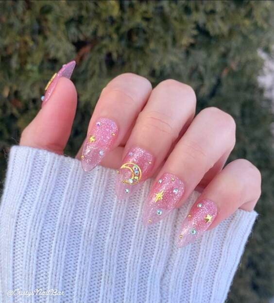 kawaii pink jelly nails