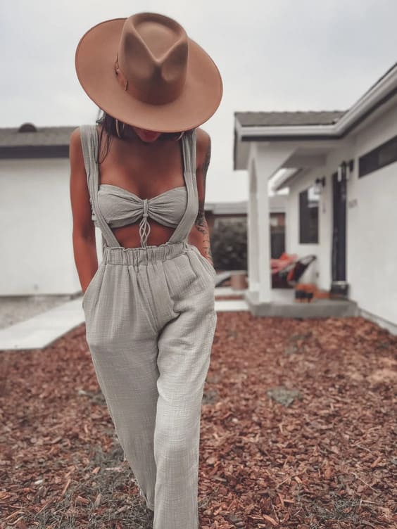 Cool boho chic Suspender Pants Set