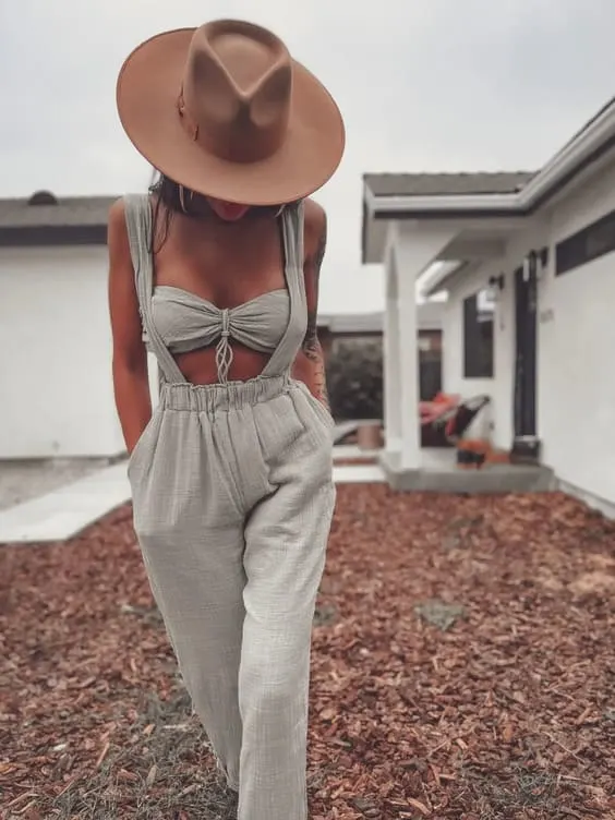Cool boho chic Suspender Pants Set