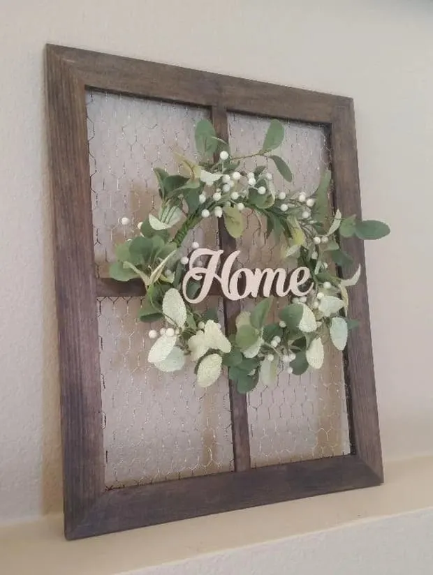 Chicken Wire Frame with Wreath