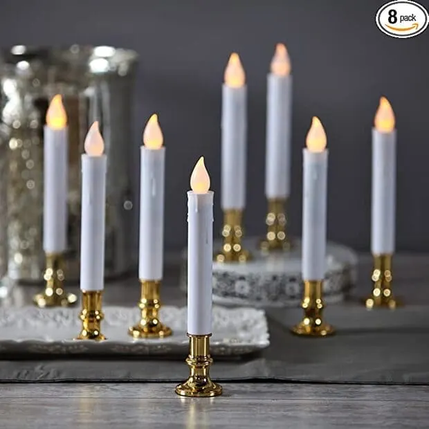 Christmas Window Candles with Gold Holders