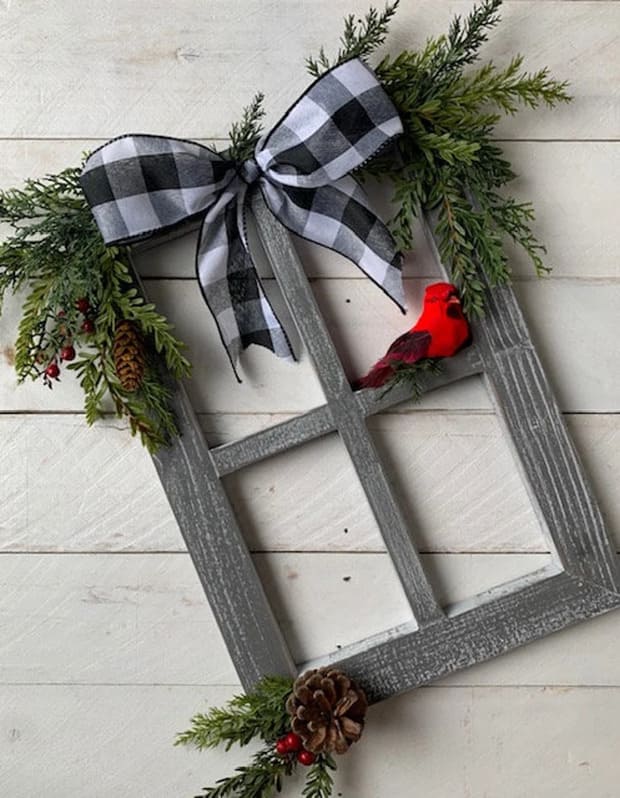 Farmhouse Christmas Decorated Window Pane