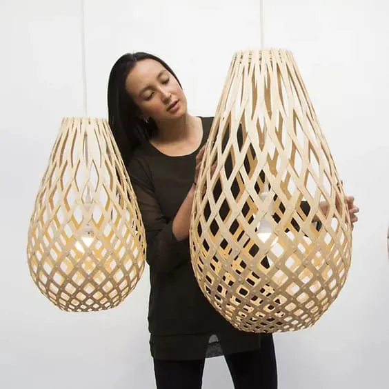 natural bamboo pieces in the shape of teardrop Pendant light