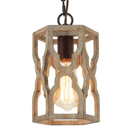 wood geometric pendant light