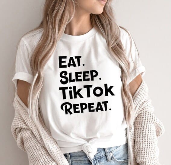 eat sleep tik tok repeat tshirt for women