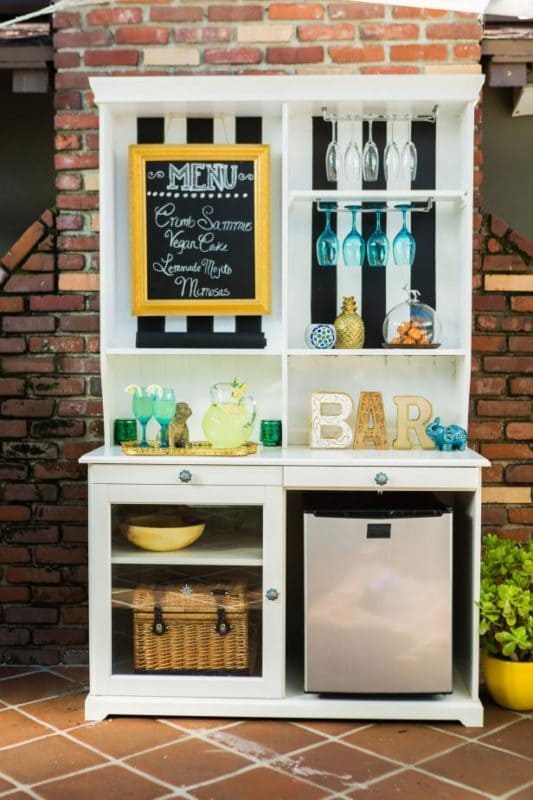 outdoor cabinet painted and turned into a outdoor bar