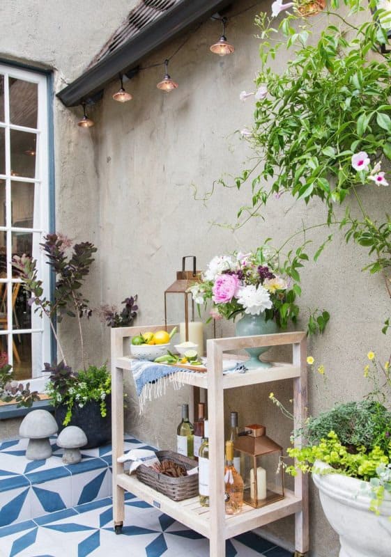 outdoor bar cart with drink area