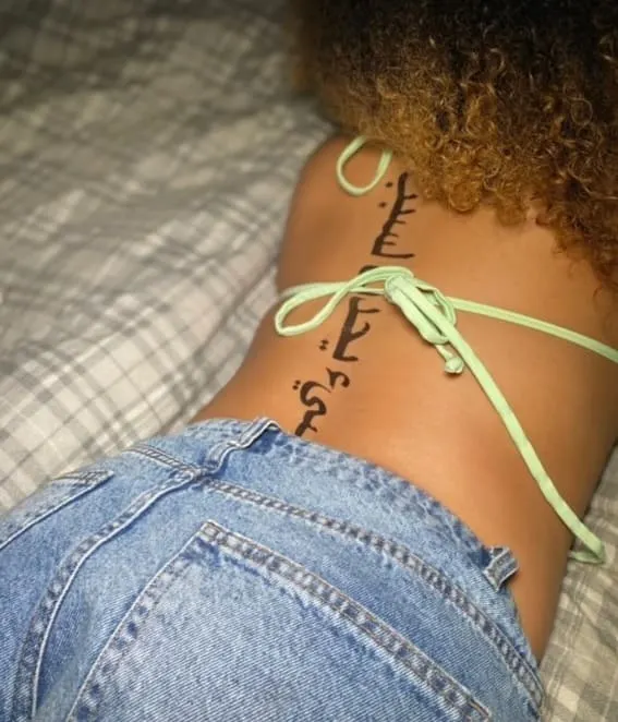 XL Arabic back temporary tattoo