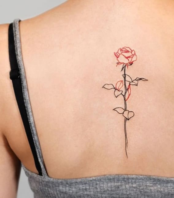 Red Rose Back Tattoo