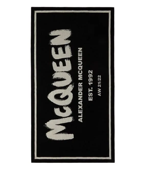 Alexander McQueen Black 'McQueen' Beach Towel