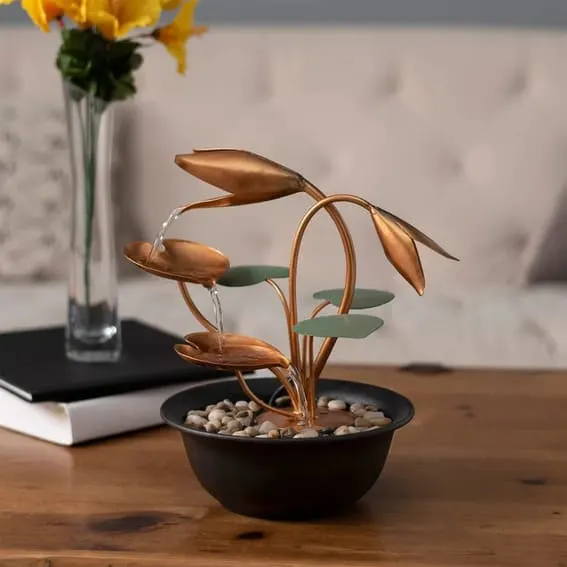 Metal Leaf Tabletop Fountain