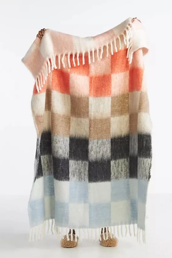 Woven Checkered Cozy Throw Blanket
