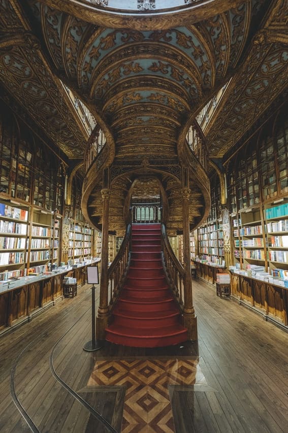 old stairway in old library for dark academia inspiration