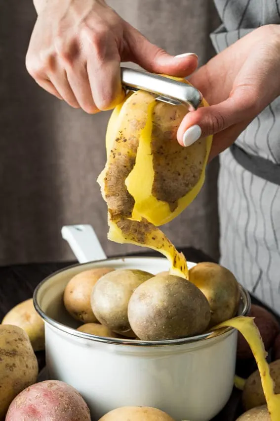 potato peels to never be grinded in a garbage disposal