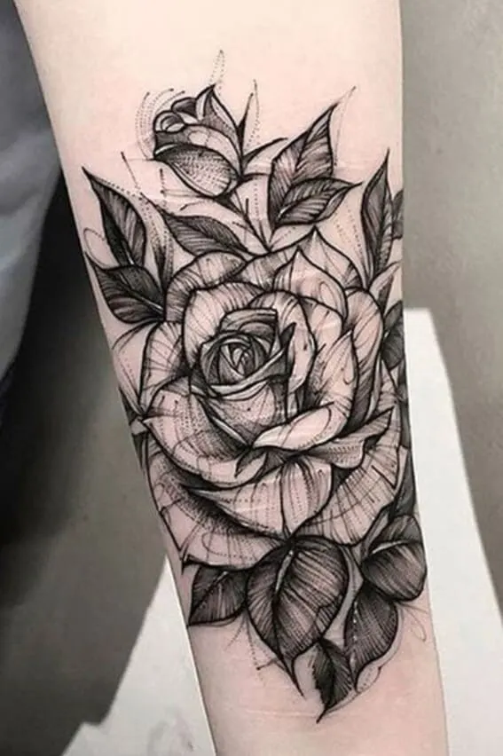 Black and White Rose Tattoo