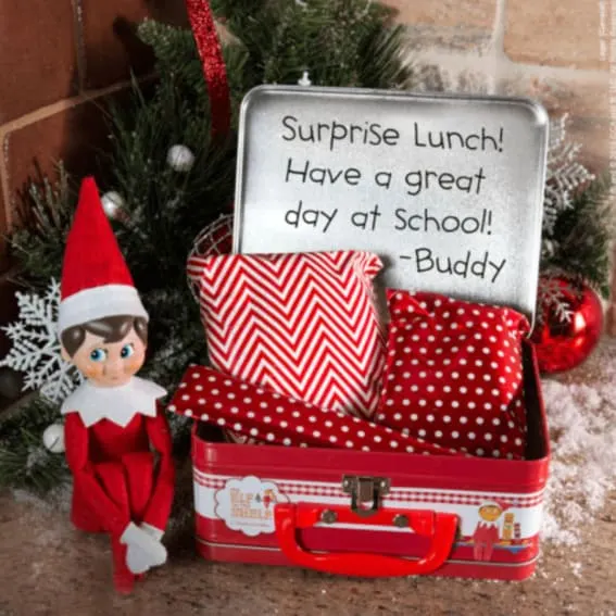 Elf on the Shelf prepares a surprise lunch with a heartfelt note.