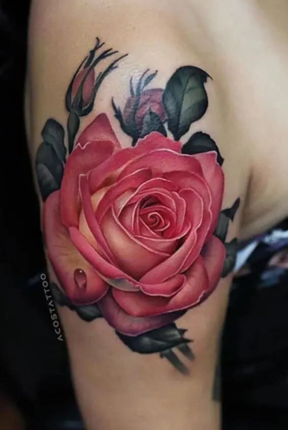 Realistic Rose Tattoo