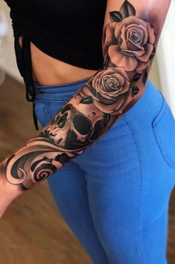 Skull and Rose Tattoo