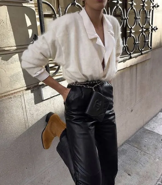 Chic and edgy Leather Pant Outfit
