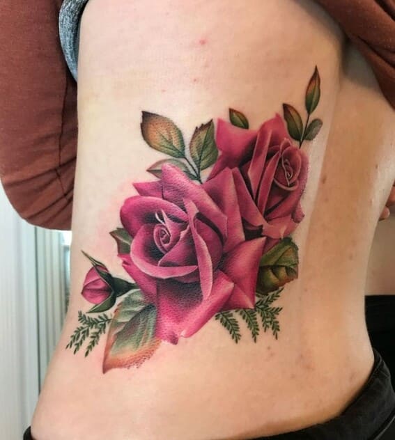 bright pink rose tattoo