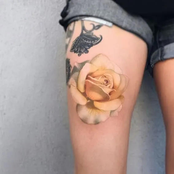 rose tattoo design on leg