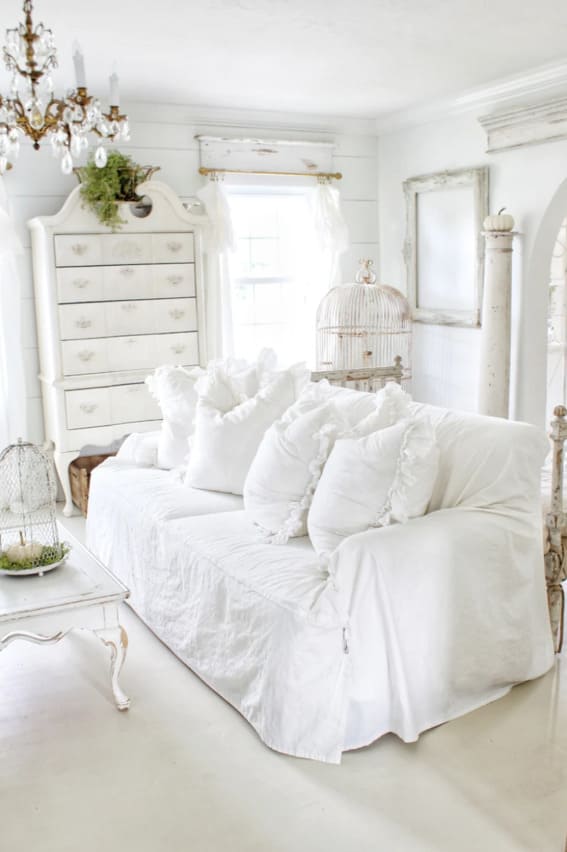 Start by Rearranging your furniture. A white living room. 