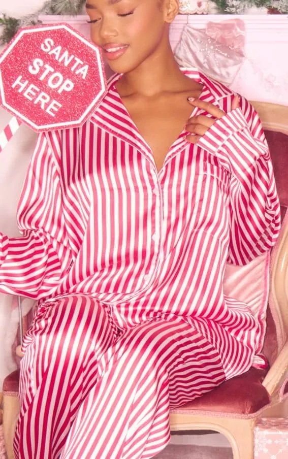 Bold Red and White Striped Pajama Set with a Classic Touch