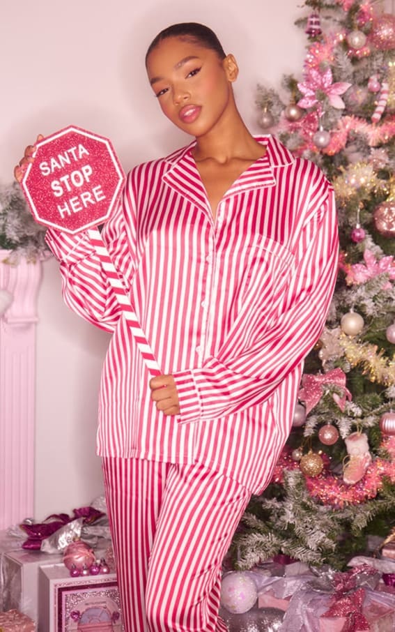 Bold Red and White Striped Pajama Set with a Classic Touch