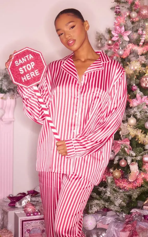 Bold Red and White Striped Pajama Set with a Classic Touch