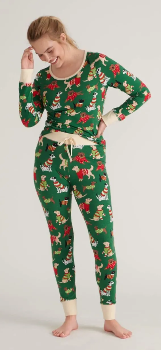Green Holiday-Themed Pajama Set with Whimsical Print!