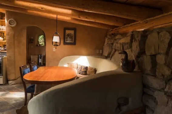 Stone-Clad Dining Space