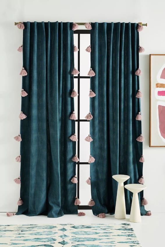 Mindra Stripe Curtain hanging in living room