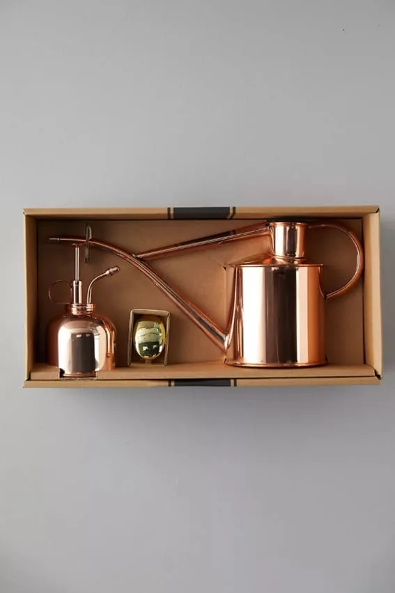 A stunning copper watering can and mister, designed for both utility and style.